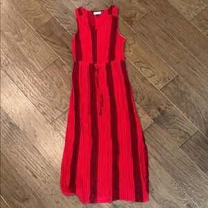 Red and Black Sleeveless V-Neck Sundress